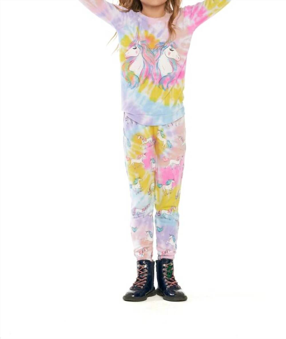 NEW CHASER tie dye reflected unicorn hacci sweatshirt in multi